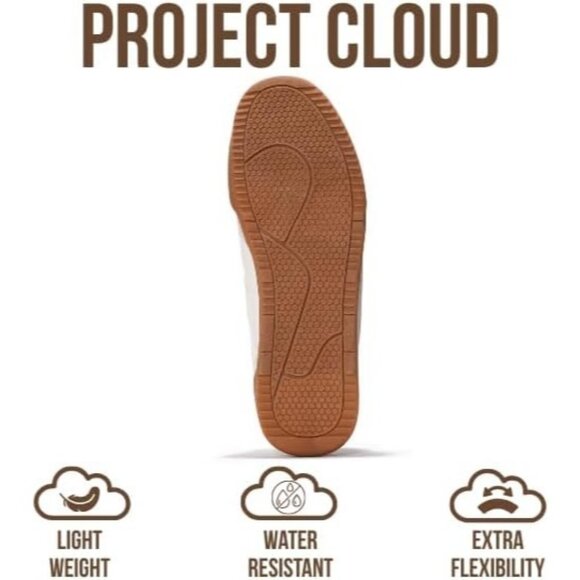 Men's Leather White Sneakers Memory Foam Lightweight Non-Slip Casual Shoes - Picture 4 of 5